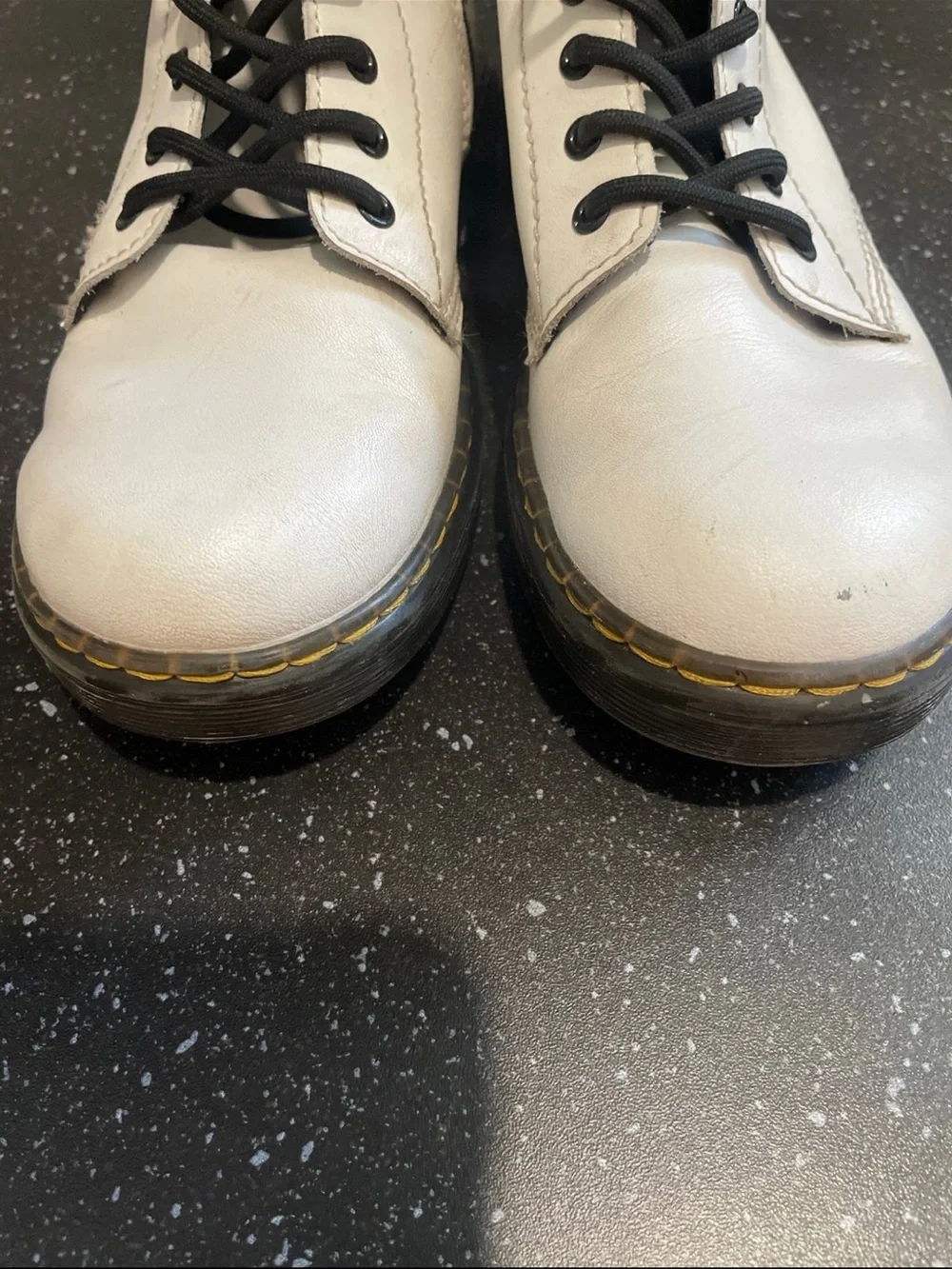 Dr. Martens 1460 white leather lace up boots big kid size 3